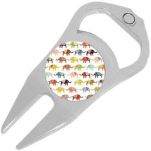 Colorful Elephants Golf Ball Marker Divot Repair Tool Bottle Opener - £9.25 GBP