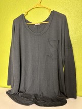 Womens Shirt Top 143 Story By Line Up Black Pocket Tee Plus 2X Y2K - $19.60