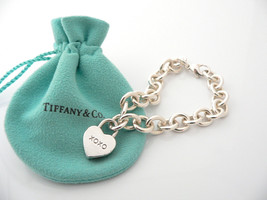 Tiffany &amp; Co Silver XOXO Heart Padlock Bracelet Bangle Charm Hugs Kisses Love - £351.69 GBP