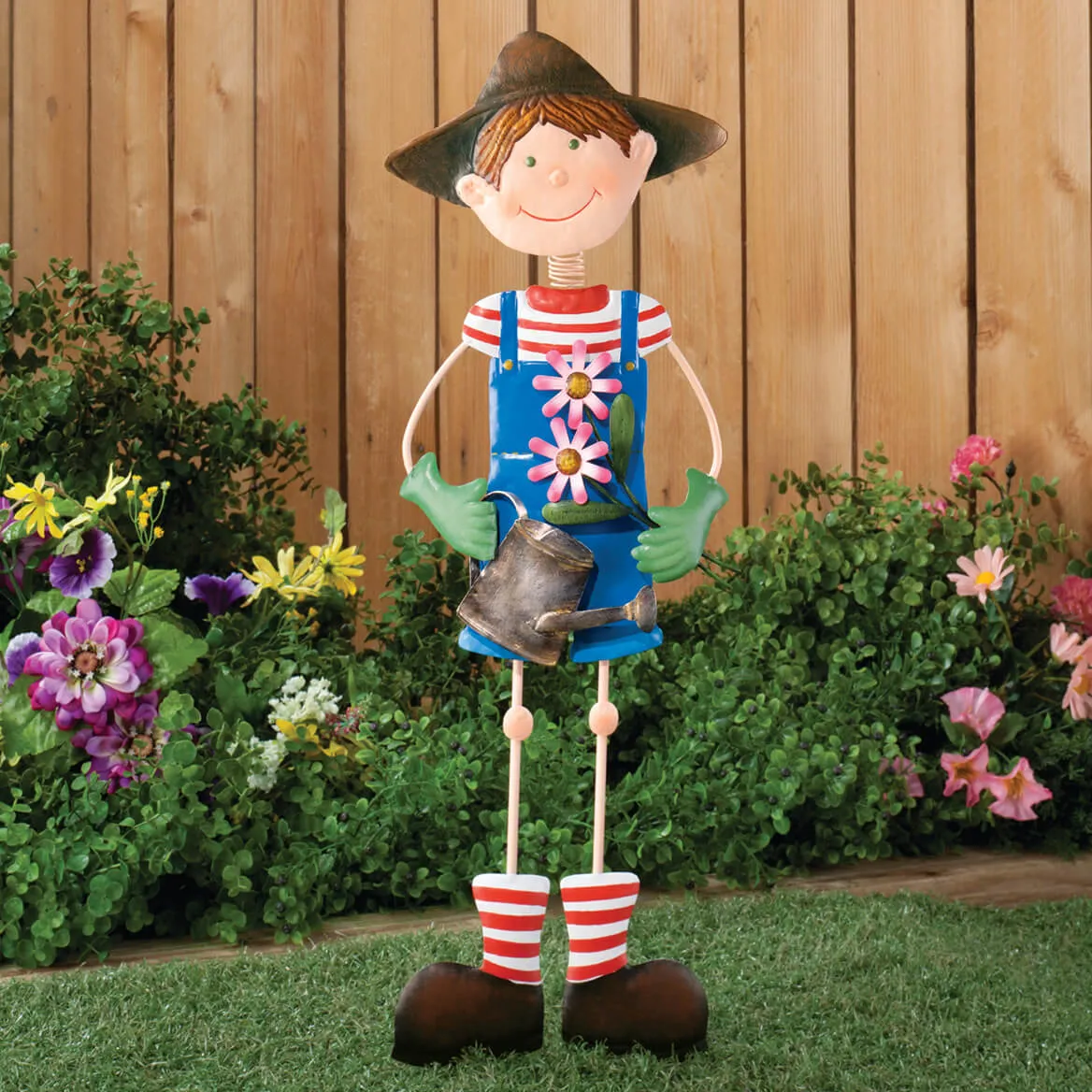 Adorable Gardening BOY or GIRL Yard Stake Metal Outdoor Spring Lawn Home Decor - £27.39 GBP - £54.02 GBP