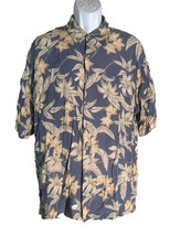 Pierre Cardin Men&#39;s Short Sleeve Button Down Floral Rayon Shirt Purple XL - $8.90