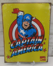 Retro Captain America TIN SIGN metal poster home wall decor Marvel Comics  - £15.42 GBP