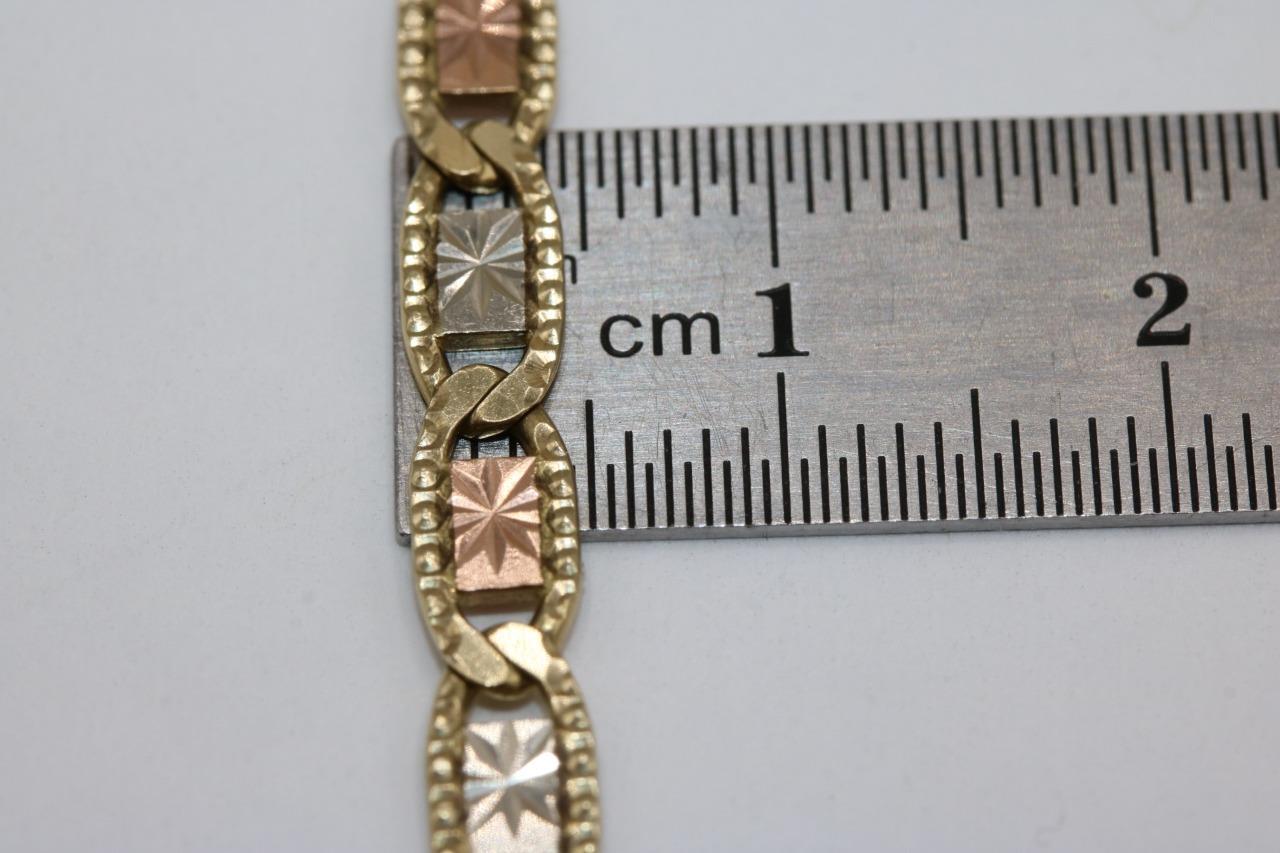 10K Tri Color Gold 4MM Fancy Mariner Link Necklace 19" Long 13.6 Grams Item image 9