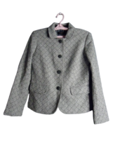 Talbots Gray White Wool Blend Button Down Pockets Jacket Blazer Women’s Size 4 - £23.05 GBP