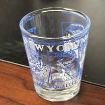 Wyoming Equality State Shot Glass AS-IS Devils Tower Hell&#39;s Half Acre Ch... - $11.87