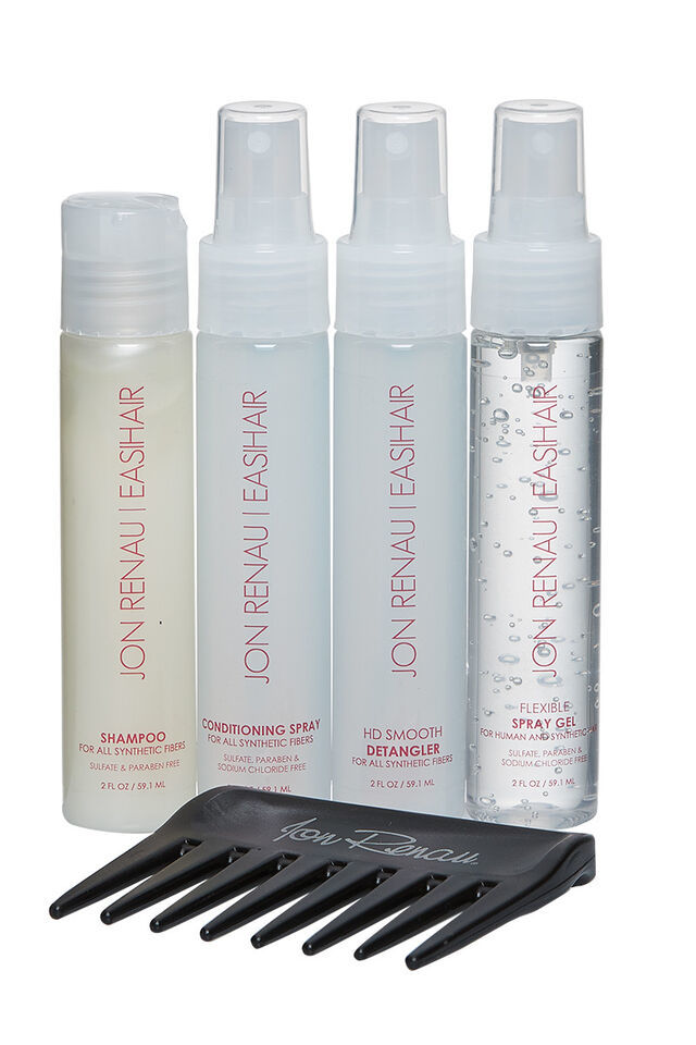 TRAVEL SIZE SYNTHETIC HAIR KIT by Jon Renau, TSA Sized Bottles + Comb