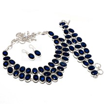 Iolite Oval Shape Handmade Fashion Ethnic Gifted Necklace Set Jewelry SA... - £23.59 GBP