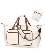 Travel Duffel Bag Women 80L Lightweight Water Resistant Foldable Beige - $28.89 CAD