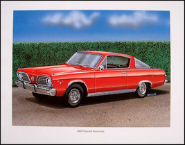 1966 Plymouth Barracuda Original Art Print Lithograph 66 - $30.69