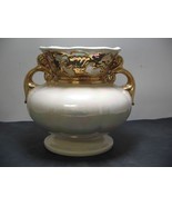 Vintage Ceramic Porcelain Gold Trim Flower Planter Pot 8&quot; Tall 8.5&quot; Wide... - $99.99