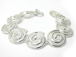 Round Swirl Link Magnetic Bracelet Silver Rhodium - £10.46 GBP