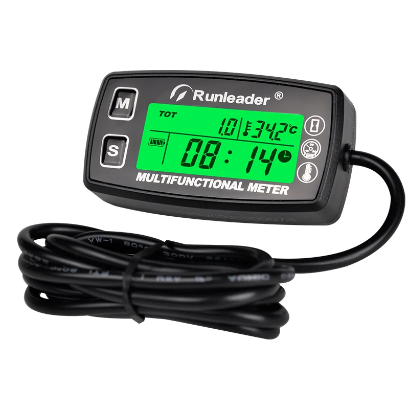 Digital Tachometer Tach Hour Meter Resettable Thermometer Temp Meter Motorcycle - £34.00 GBP