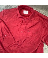 Reel Life Fishing Shirt Vented Long Sleeve Button Up Pockets Red 2XL - $17.99