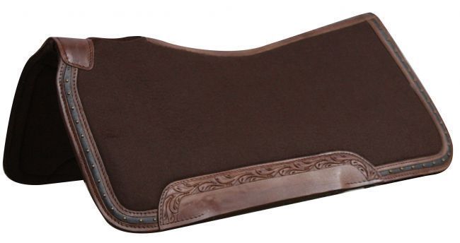 Western Horse Saddle Pad Thick Wool w/Tooled Leathers and Memory Felt Bottom 32" - £69.35 GBP