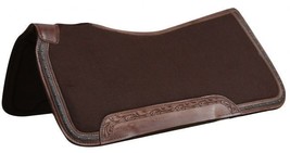 Western Horse Saddle Pad Thick Wool w/Tooled Leathers and Memory Felt Bo... - £69.76 GBP