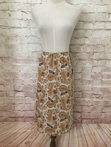 Kathy Ireland A-Line Skirt Paisley Vintage New Xl Beige Lined Ruffle Hem Cottage - £21.93 GBP