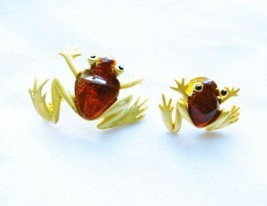 Danecraft Gold - Plated Pair (2) of Frogs Pin Brooch - £7.87 GBP