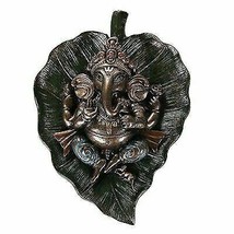 Lord Ganesha On Peepal Banyan Leaf Vastu Statue Supreme Hindu God Of Suc... - $25.99