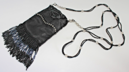 Artisan Bag Black Beaded I.D Credit Card Crossbody Pouch 5&quot; L X 3.25&quot; To... - $22.99
