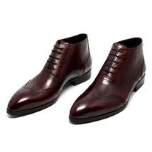 Handmade Barn Red Wingtip Ankle Balmoral Classic Leather Dress Shoes For Men - £100.34 GBP