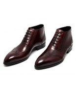 Handmade Barn Red Wingtip Ankle Balmoral Classic Leather Dress Shoes For... - $2,421.28 MXN