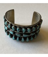 Native American ~ Old Pawn   ~ Sterling  / Turquoise Teardrop  Cuff Brac... - $494.01