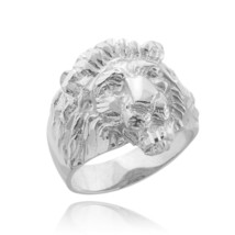 Genuine 925 Sterling Silver Large Lion Head Men&#39;s Ring All Size Made in USA - £50.01 GBP