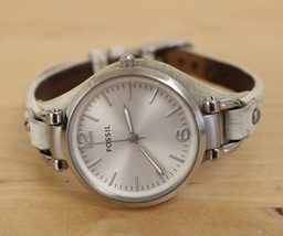 Fossil Riley ES2829 Women&#39;s White Leather Analog Dial Quartz Wrist Watch - £11.83 GBP