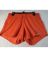 Nike Dri-Fit Shorts Womens Medium Orange 100% Polyester Logo Pull On Dra... - £10.45 GBP