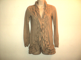 I.N.C. International Concepts Women&#39;s Size M Cardigan Sweater Tan Ruffles Braids - £17.19 GBP