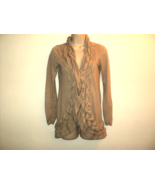 I.N.C. International Concepts Women&#39;s Size M Cardigan Sweater Tan Ruffle... - £17.00 GBP