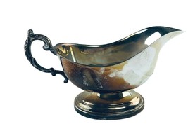 Silver Plated Gravy Boat Unmarked 8&quot; x 3&quot; Ornate Handle Vintage - £16.65 GBP