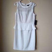 Worthington White Sleeveless Lined Peplum Zip Back Dress Womens Size 10 NWT - $18.69