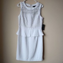 Worthington White Sleeveless Lined Peplum Zip Back Dress Womens Size 10 NWT - £14.78 GBP