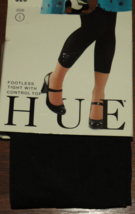 Hue Black Footless Tights Control Top Size 1, 100-150lbs - £10.22 GBP