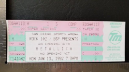 Metallica - Jan. 13 1992 San Diego, California Mint Whole Concert Ticket *Last 1 - £27.45 GBP