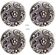 Set of 4 Screw Back Conchos Western Saddle 1-1/4&quot; Floral Silver Conchos ... - $460.39 MXN