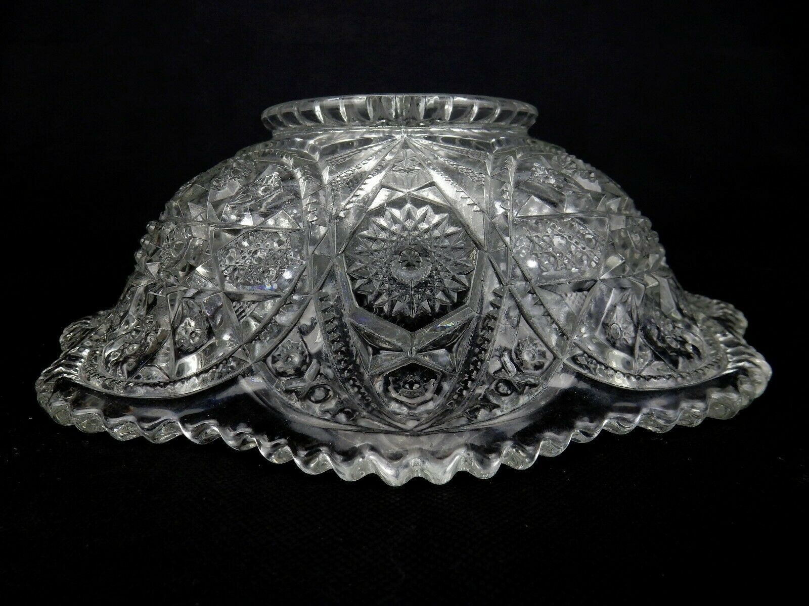 EAPG Clear Glass Decorative 10" Serving Bowl with Sawtooth Edging Vintage 1900's Item image 11