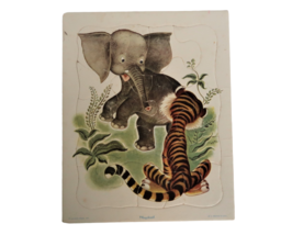 Vtg Playskool Elephant Tiger Tray Puzzle Golden Press Inc 80&#39;s  - £11.98 GBP