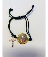 Saint Benedict 2 Tone Medal Rope Adjustable Bracelet  7.5&quot;,  New - $127.68 MXN