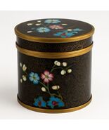 Vintage Enamel Cloisonné Floral Trinket Box With Lid - Black &amp; Multicolo... - €41,21 EUR