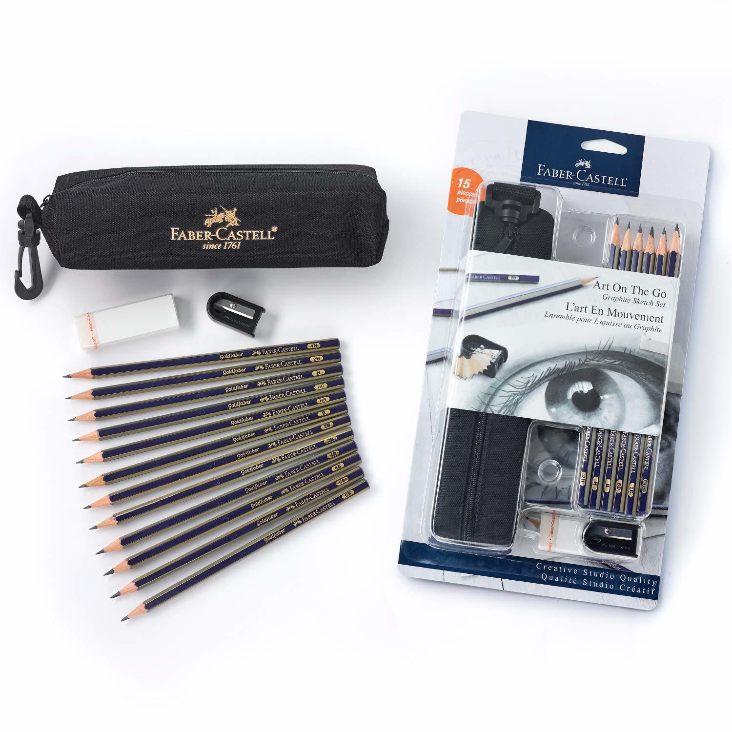 Faber-Castell Creative Studio Art On-The-Go Graphite Sketch Set  15 Sketching Pe