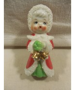 Vtg Japan Ceramic Christmas Sugar Coated Girl with Gold Bells Figurine 3... - $27.99 CAD