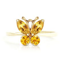 Galaxy Gold GG 14k Solid Gold Citrine Butterfly Ring - Size 7.0 - £317.79 GBP