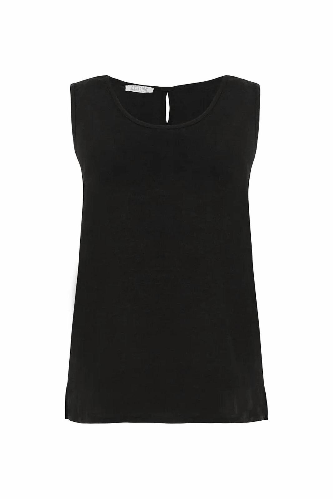 Dolcezza Women&#39;s Scoop Neck Linen Cami Top Black - $78.00