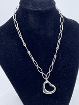 TIFFANY & CO Sterling  Elsa Peretti PaperClip Link Necklace w/Open Heart Pendant - $375.00
