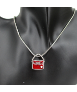 Brighton ALISON PURSE Red Enamel Bow White Heart Thick Pendant Necklace - $40.59 CAD