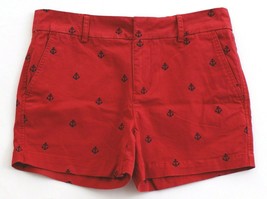 Jones New York Red Embroidered Anchors Cotton Stretch Shorts Women&#39;s NEW - $39.99
