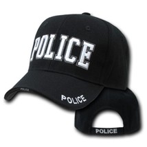 POLICE WHITE LETTERS EMBROIDERED BLACK HAT CAP - £27.41 GBP