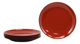 Contemporary Round 11.5&quot;D Red Black Large Melamine Dinner Plate Set of 6... - £43.79 GBP